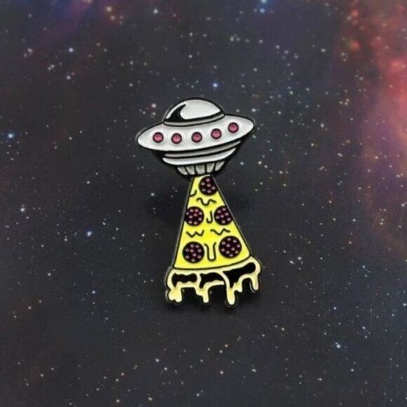 3/20 Space Ship Pizza Enamel Pin - Picture 1 of 1